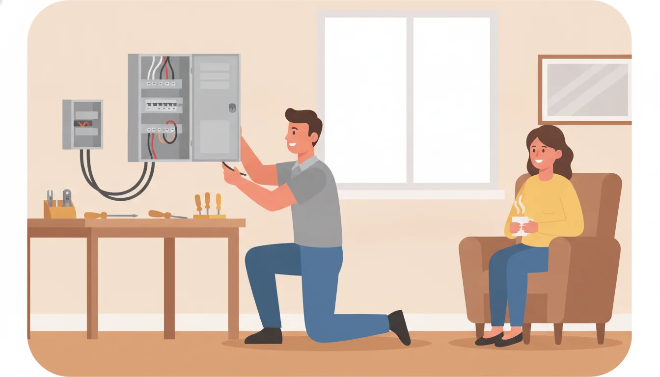 Licensed electrician installing a dedicated circuit in a Florida home electrical panel