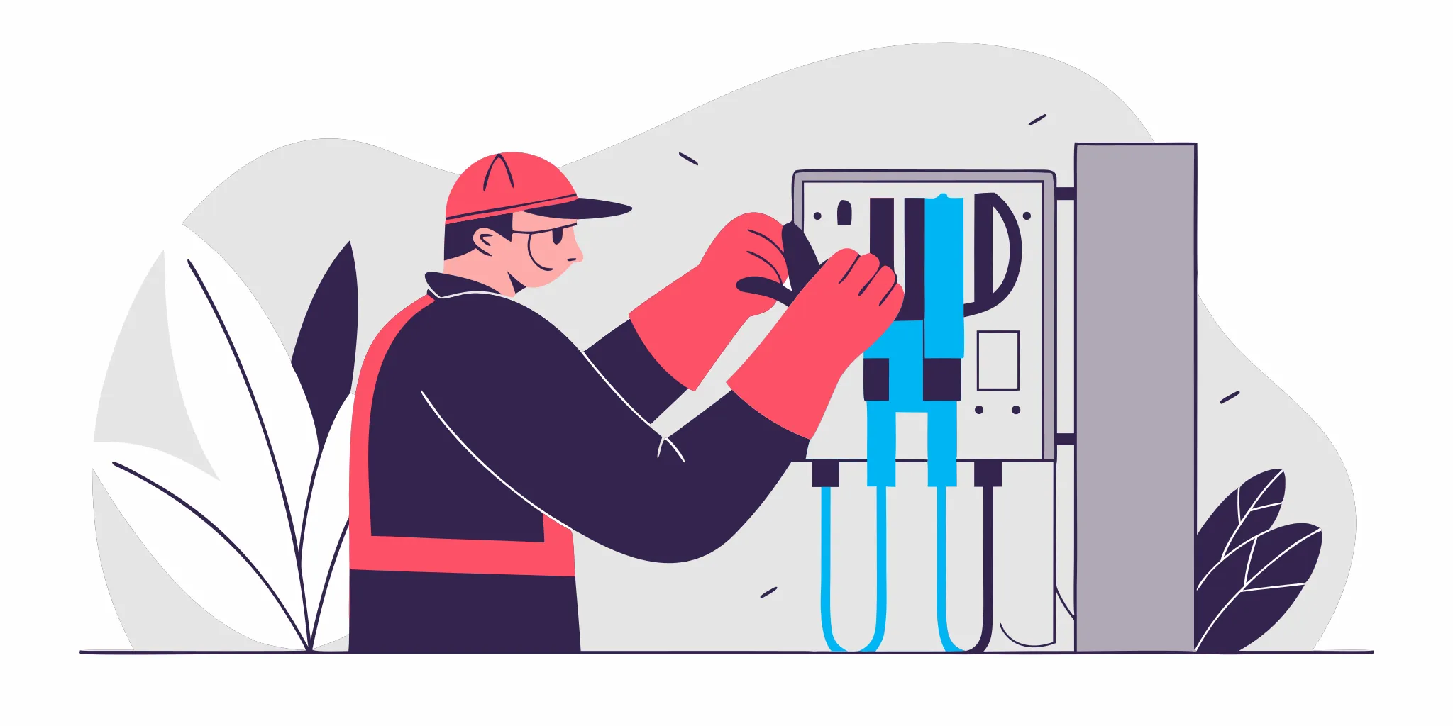 Electrician inspecting home wiring with diagnostic tools