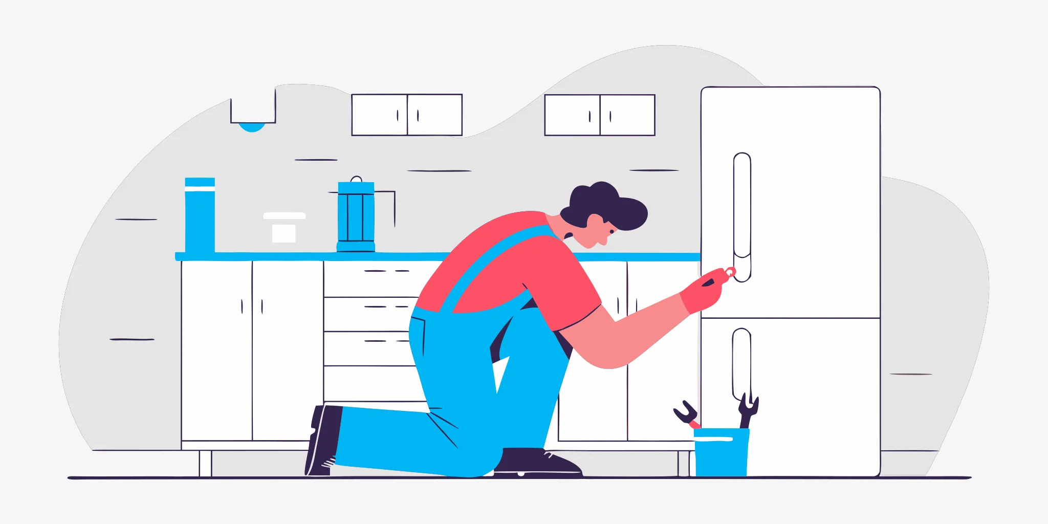 Licensed electrician installing a GFCI outlet on a kitchen wall in a Florida home