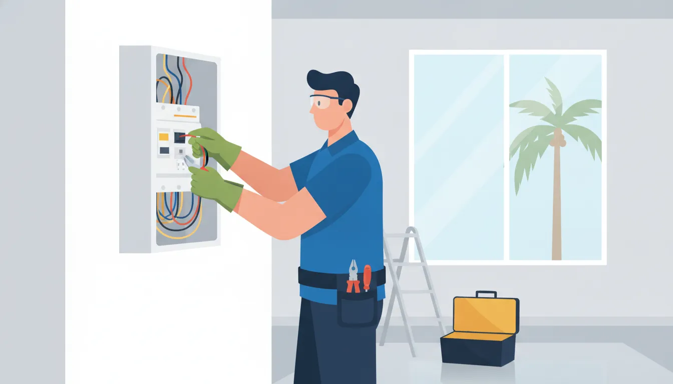 Licensed electrician installing a dedicated circuit in a homeowner's electrical panel