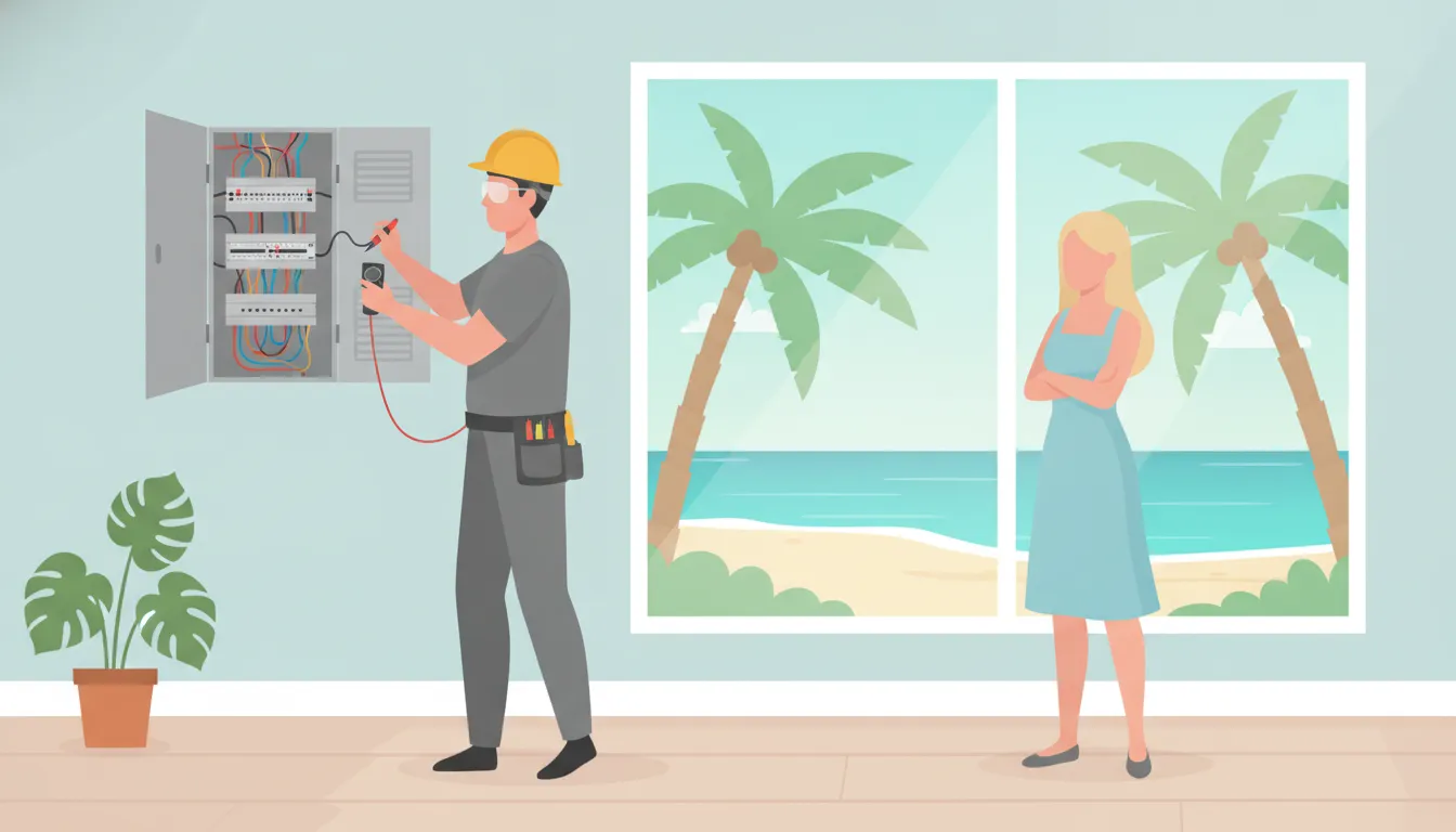 Electrician helping a Tequesta homeowner with electrical service