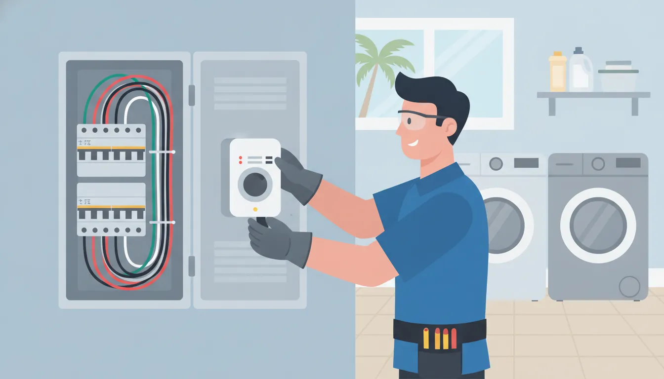 Electrician installing a generator transfer switch