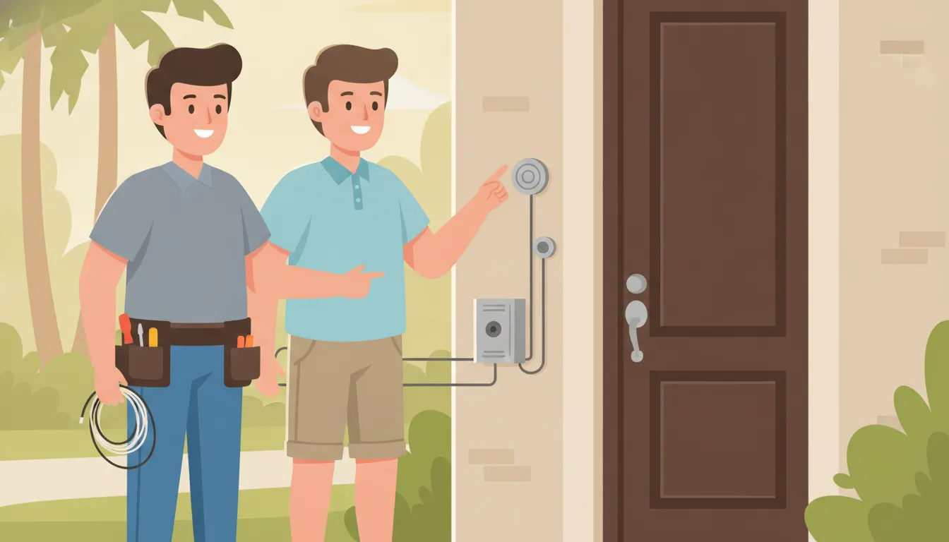 Homeowner discussing safe doorbell wiring with an electrician