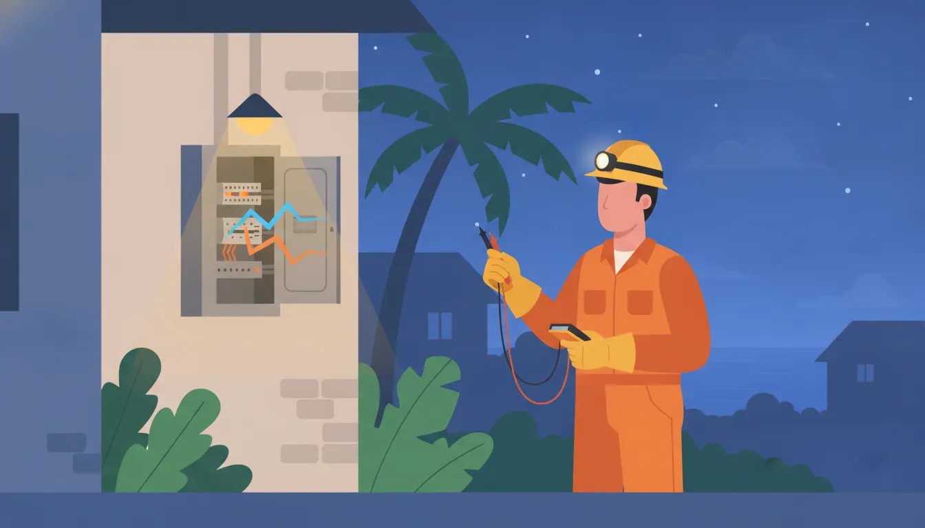 Electrician responding to an after-hours electrical concern
