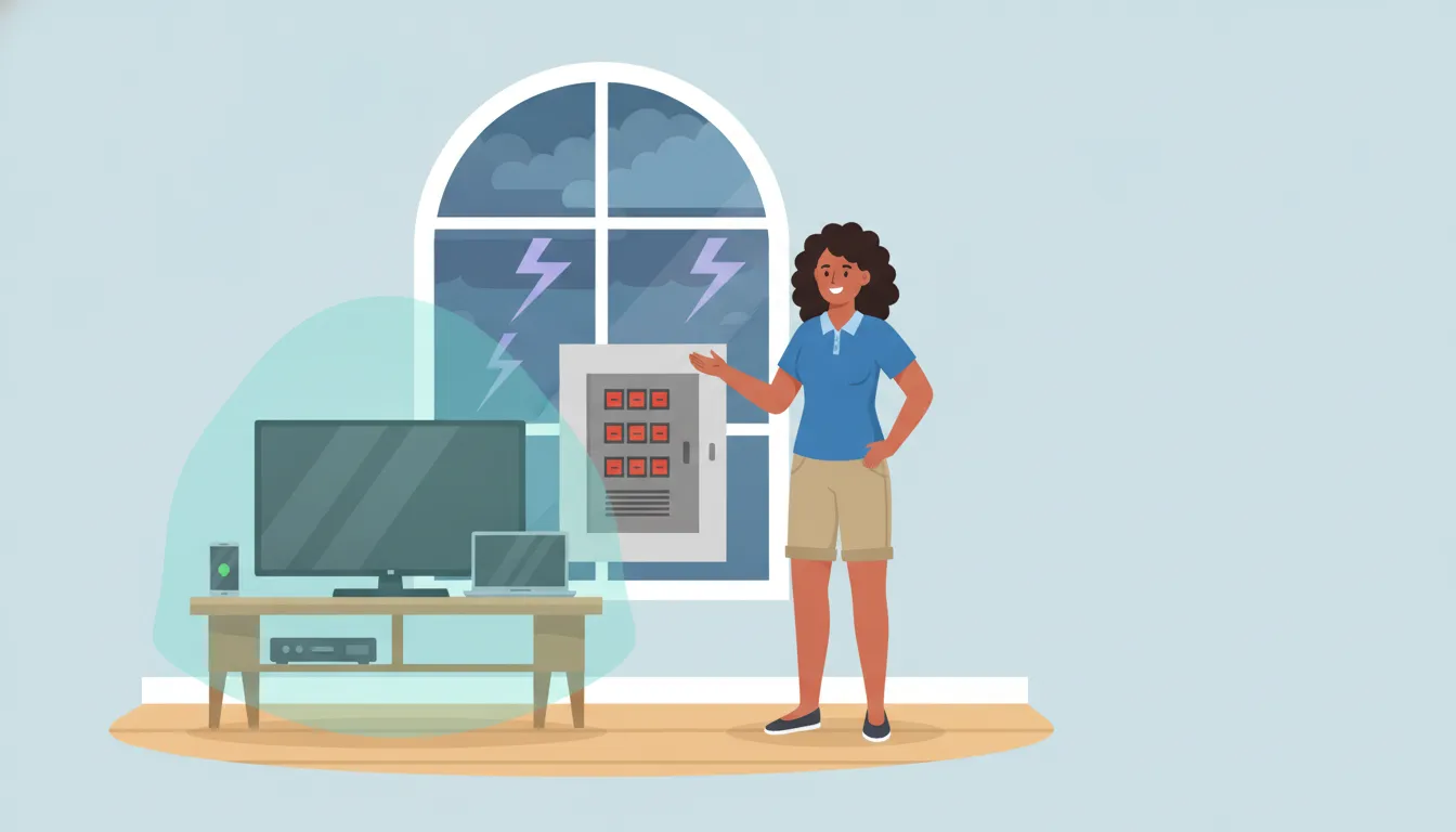 Florida homeowner reviewing surge protection near an electrical panel