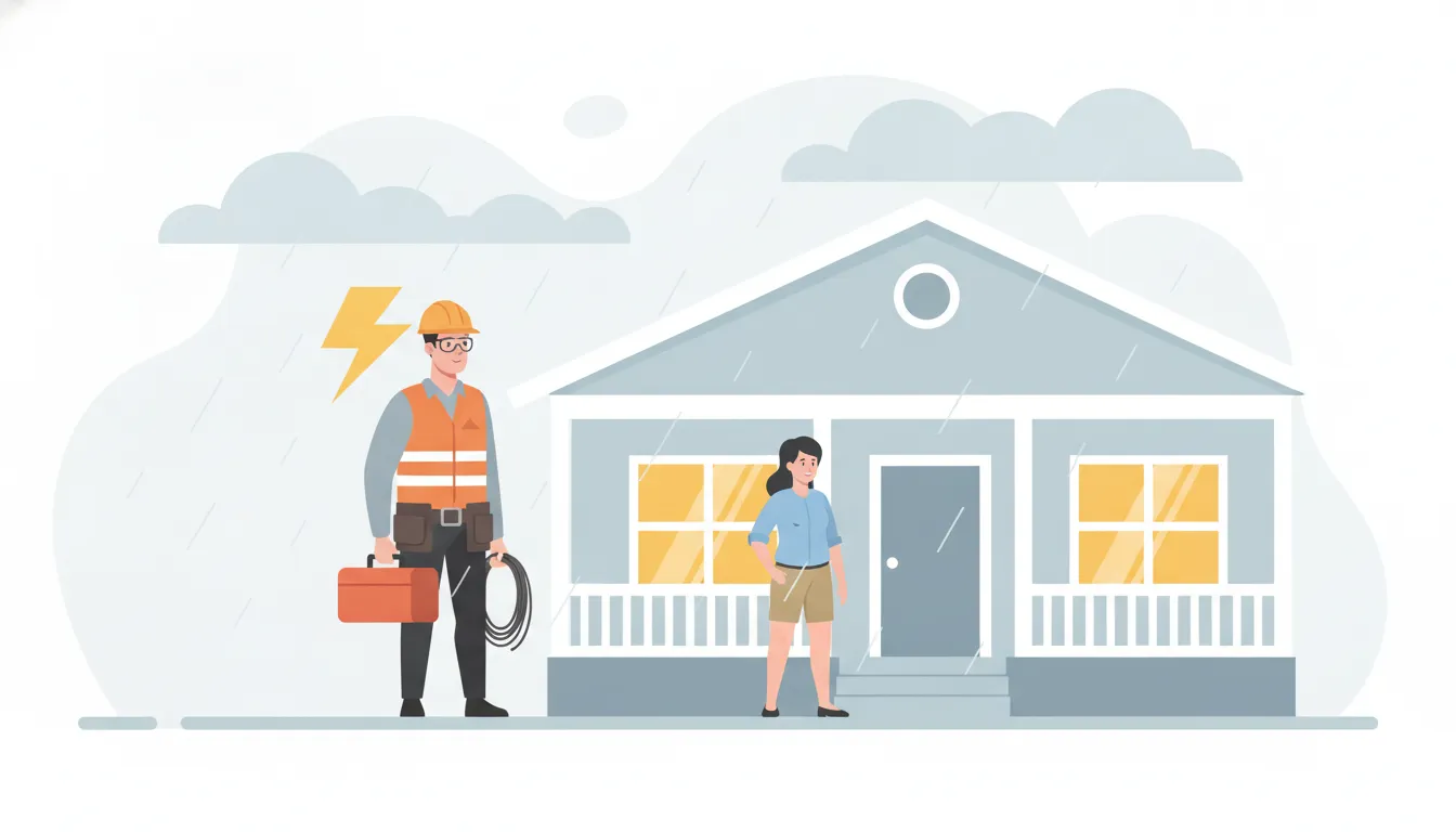 Homeowner safely outside while an electrician responds to an electrical emergency