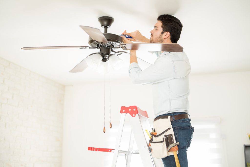 Ceiling fan installation by expert electrician