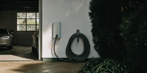 A home EV charger installation in a garage, a major factor in the final cost.