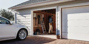 Electrician installing a Level 2 EV charger in a Florida garage